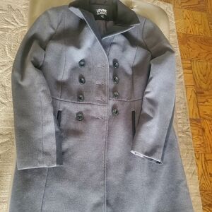 Womens Double Breasted Coat Size 14 Grey/Black